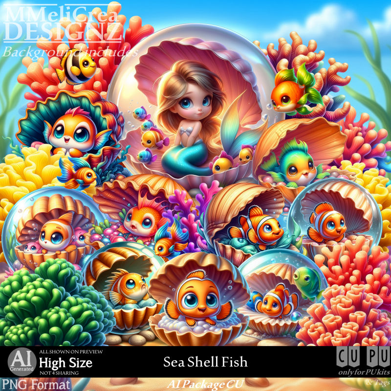 (image for) AI - PACKAGE - CU Sea Shell Fish (CU4PU/PNG/PACK)